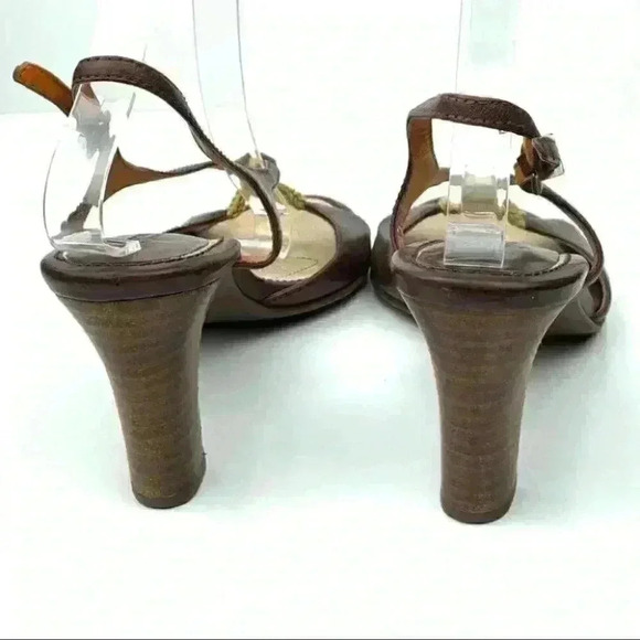 Rockport heels Apw1252E size 8.5 brown leather Nautical slingbacks - Picture 4 of 12